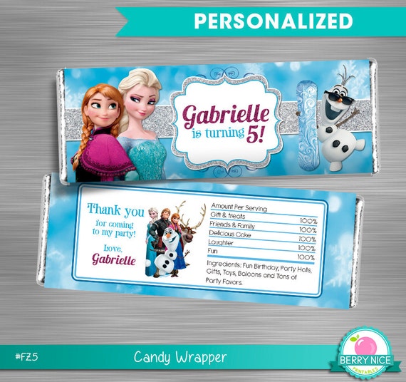 FROZEN CANDY wrapper, Frozen Party Package, Frozen Printable Wrapper, Frozen DIY Party Kit, Frozen Invitation Il_570xn