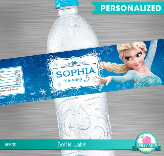 frozen water bottle label frozen party package frozen etsy