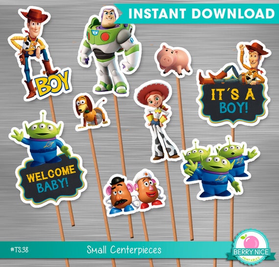 Toy Story Small Centerpieces Print Yourself, Toy Story Printable Toppers, Toy Story Centerpieces, Toy Story Party, Toy Story Baby Shower Il_570xn