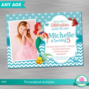 Little Mermaid Invitation, Little Mermaid Birthday, Little Mermaid Party,  Little Mermaid Printable Invitation DIY