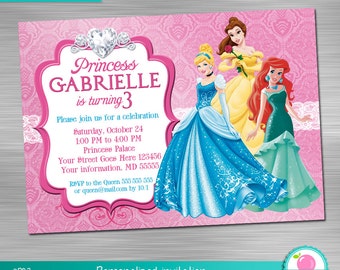 Disney Princess Invitation, Princess Birthday, Princess Party, Princess Invitation, princess Printable Invitation DIY