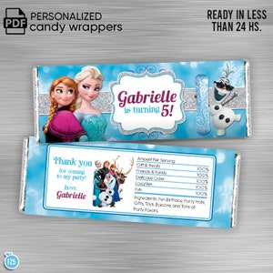 FROZEN CANDY wrapper, Frozen Party Package,  Frozen Printable Wrapper, Frozen DIY Party Kit, Frozen Invitation