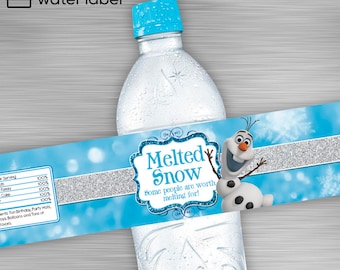 INSTANT DOWNLOAD Olaf Water Bottle Label, Melted Snow Label, Olaf Frozen Printable Label, Olaf Water Bottle Label
