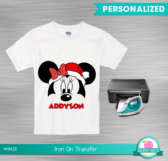 Minnie Mouse Christmas print Yourself Iron on Transfer, Minnie Mouse Christmas Party - Minnie Mouse Santa Hat Il_570xn
