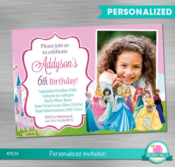 Disney Princess Invitation, Princess Birthday, Princess Party, Princess Invitation, princess Printable Invitation DIY Il_570xn