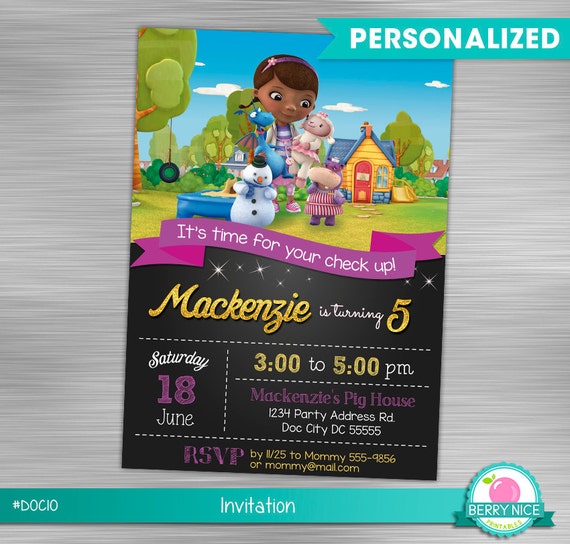 Doc Mcstuffins Invitation, Doc Mcstuffins Birthday, Doc Mcstuffins Party, Printable Doc McStuffins Birthday Invite DIY Il_570xn