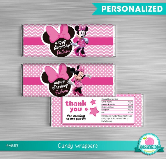 Minnie Mouse Candy Bar Wrapper Print Yourself, Minnie Mouse Printables, Minnie Mouse Birthday DIY Il_570xn