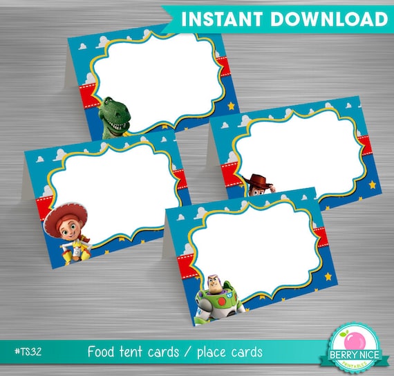 Toy Story Food Tent Cards, Toy Story Table Place Cards Print Yourself - Digital File Il_570xn
