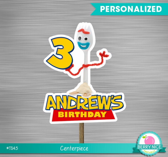 Toy Story 4 Forky Centerpiece Print Yourself, Toy Story Forky Toppers, Toy Story Forky Centerpiece, Forky Birthday, Forky Party Il_570xn