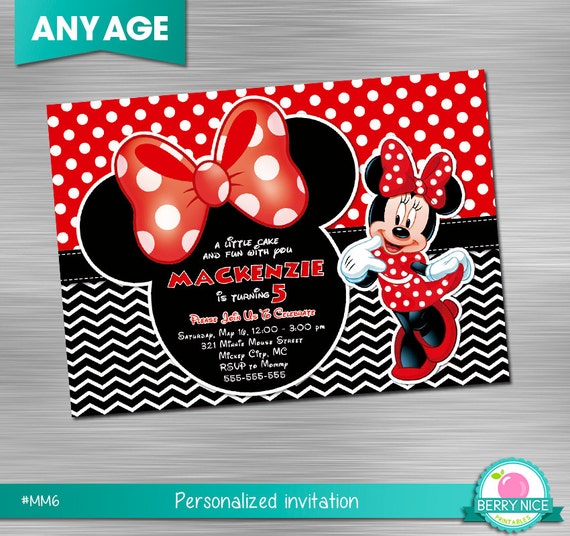 Minnie Mouse Invitation, Minnie Mouse Printable Invitation, Minnie Mouse Print Yourself Invitation, Minnie Mouse Birthday, Minnie Mouse Il_570xn