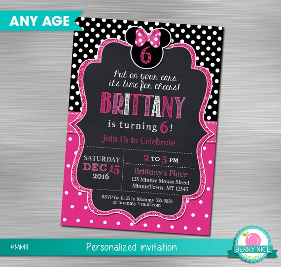 Minnie Mouse Invitation, Minnie Mouse Printable Invitation, Minnie Mouse Print Yourself Invitation, Minnie Mouse Birthday, Minnie Mouse Il_570xn