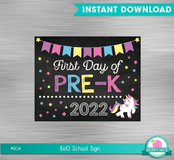 INSTANT DOWNLOAD - Unicorn First Day of Preschool Sign, 1st Day of School Girl Sign, DIY Back to School Sign, Unicorn School Sign Il_570xn