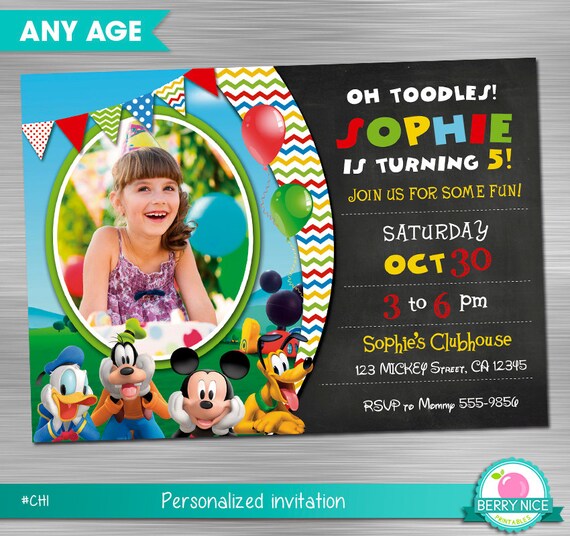 MICKEY CLUBHOUSE Invitation, Mickey Invitation, Mickey printable invitation, Mickey Print Yourself Invitation Il_570xn