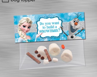 Do You Wanna Build a Snowman' Candy Party Favor Kits (Cards with Bags)