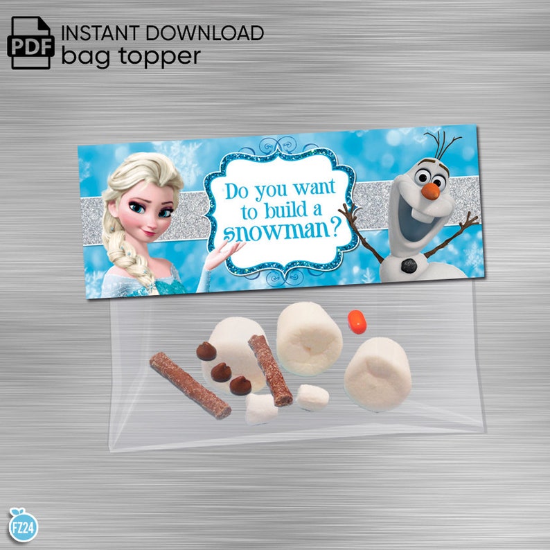 INSTANT DOWNLOAD Frozen bag topper, Do you want to build a snowman, Deconstructed Olaf Bag Topper, Frozen Birthday image 1