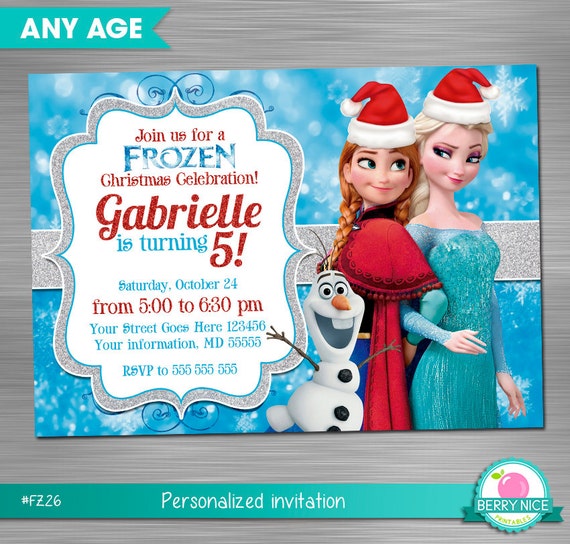Frozen Christmas Birthday Invitation Frozen Party Invitation
