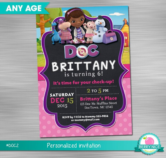 Doc Mcstuffins Invitation, Doc Mcstuffins Birthday, Doc Mcstuffins Party, Doc Mcstuffins Invite, Doc Mcstuffins Printable Invitation DIY Il_570xn
