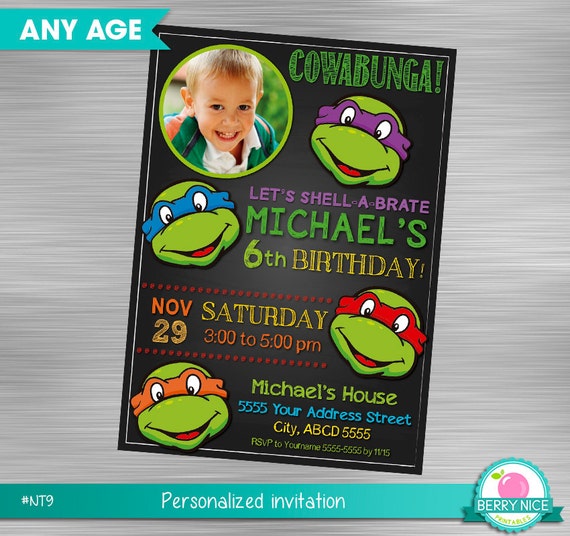 Ninja Turtles Invitation, Turtles Invitation, Teenage Mutant Ninja Turtles Invitation, TMNT Invitation, DIY Ninja Turtles Invitation Il_570xn