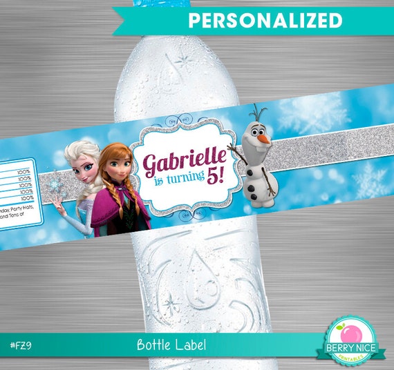 FROZEN Water Bottle Label, Frozen Party Package, Frozen Printable Label, Frozen DIY Party Kit, Frozen Bottle Label Il_570xn