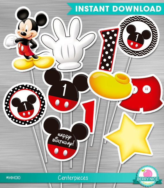 INSTANT DOWNLOAD Mickey Mouse Centerpieces First Birthday Party Printables Birthday Party DIY Il_570xn