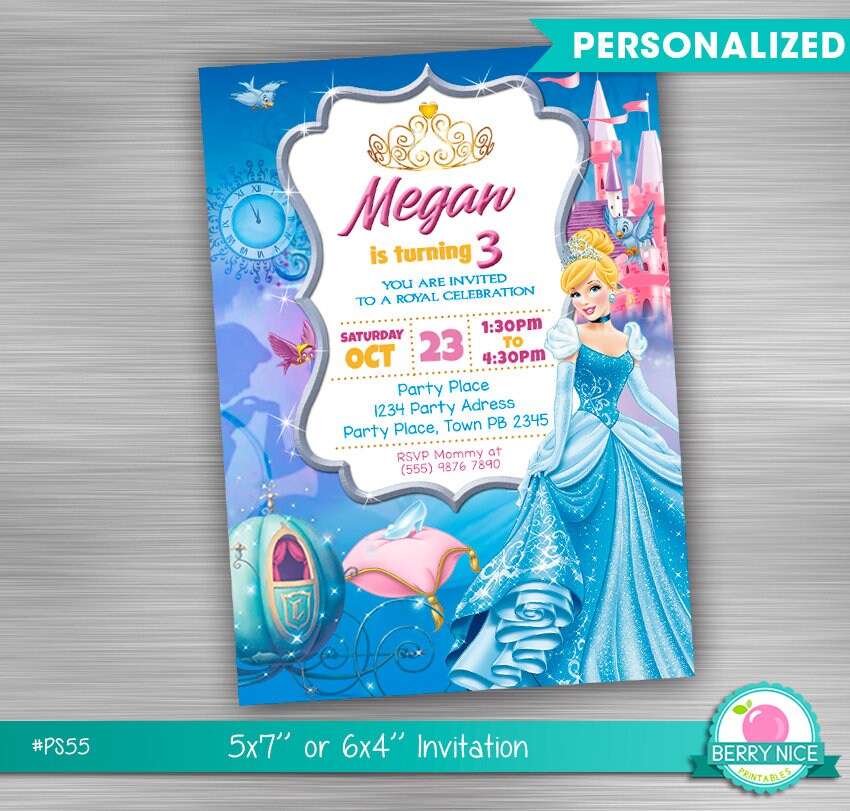 CINDERELLA INVITATION Cinderella Birthday Invitation Cinderella Party Invitation Cinderella Printable Invitation Cinderella
