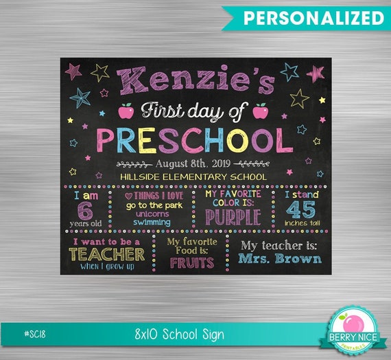 First Day of School Sign, 1st Day of School Sign, DIY Printable Back to School Sign, Chalkboard School Print Yourself Sign Il_570xn