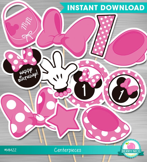 Instant Download Minnie Mouse Centerpieces First Birthday Etsy