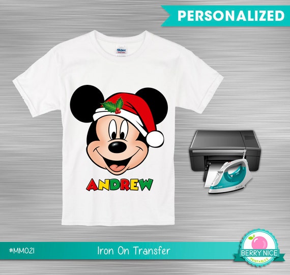 Mickey Mouse Christmas print Yourself Iron on Transfer, Mickey Mouse Christmas Party - Mickey Mouse Santa Il_570xn