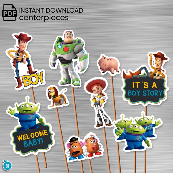 Toy Story Small Centerpieces Print Yourself, Toy Story Printable Toppers, Toy Story Centerpieces, Toy Story Boy, Toy Story Baby Shower