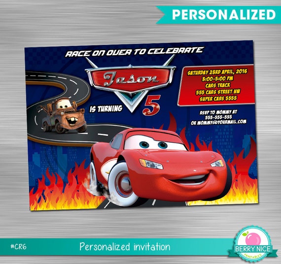 Cars Invitation DIY, Cars Printable Invitation, Cars Digital Invitation ...