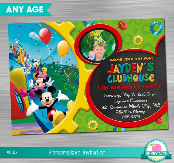 MICKEY CLUBHOUSE Invitation Mickey Invitation Mickey Etsy