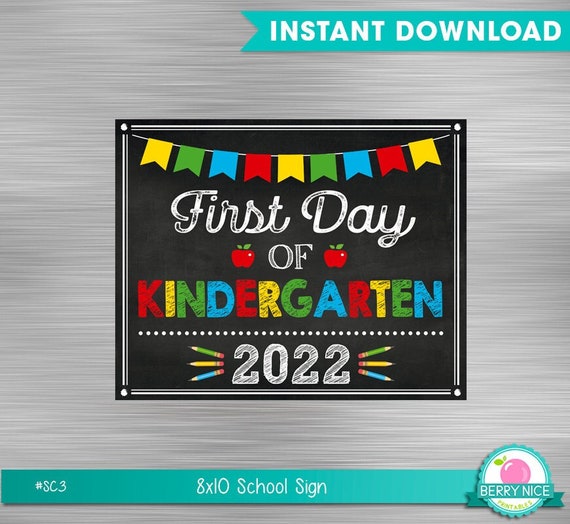 INSTANT DOWNLOAD - First Day of Kindergarten Sign, 1st Day of School Sign, DIY Printable Back to School Sign, Kindergarten Sign Il_570xn