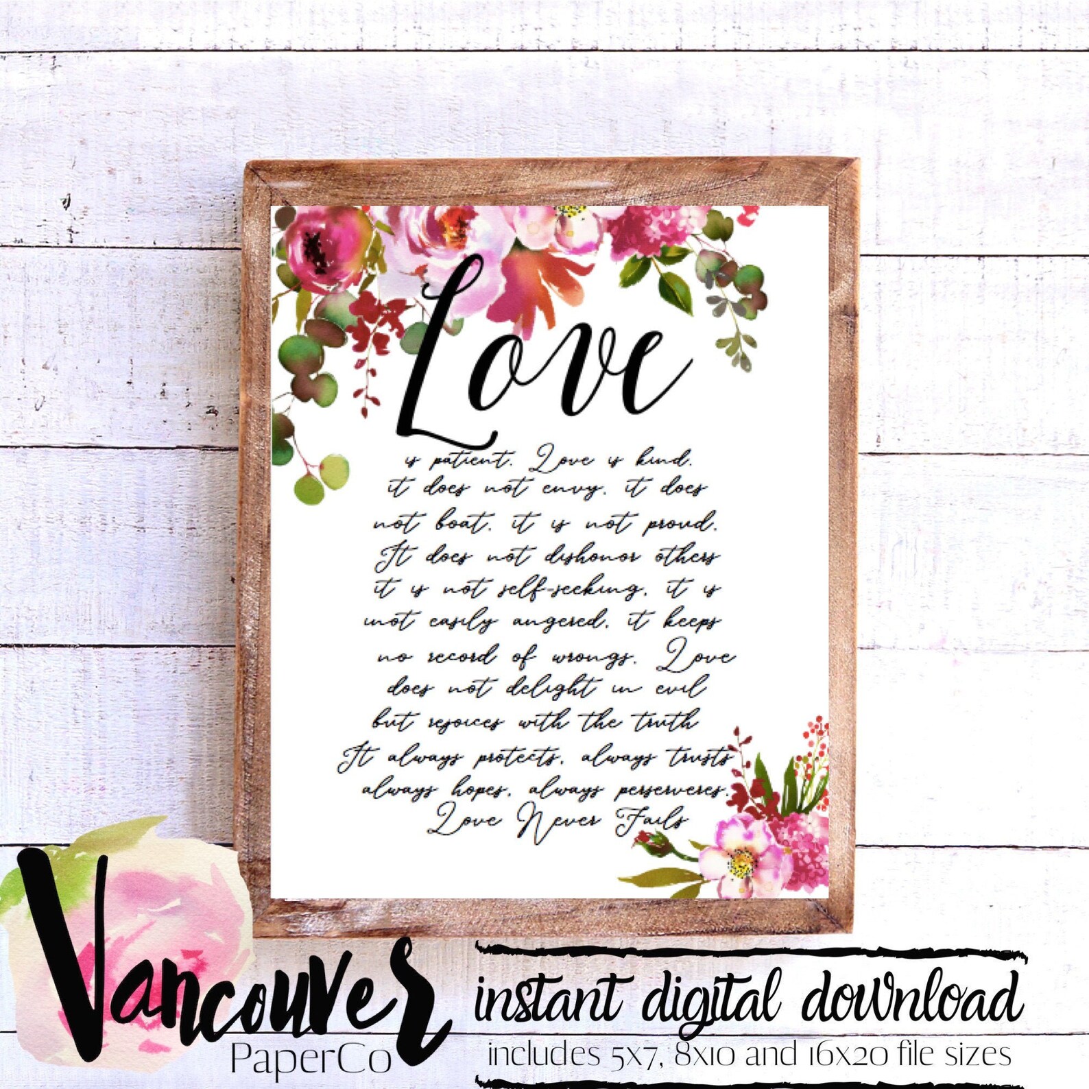 Love is Patient Bible Verse Print PRINTABLE Scripture Wall Etsy
