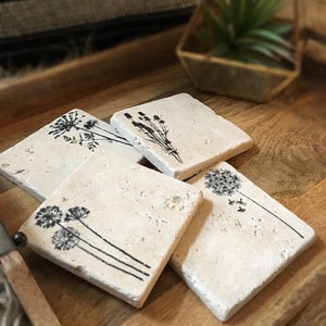 Wildflower Stone Coasters Set of 4 Farmhouse Decor Spring Decor image 2