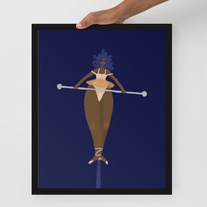 Body Positive Tightrope Walker Illustration Framed Poster, Feminist, Circus, Home Decor, Unique Gift Idea for Her, Balancing Act