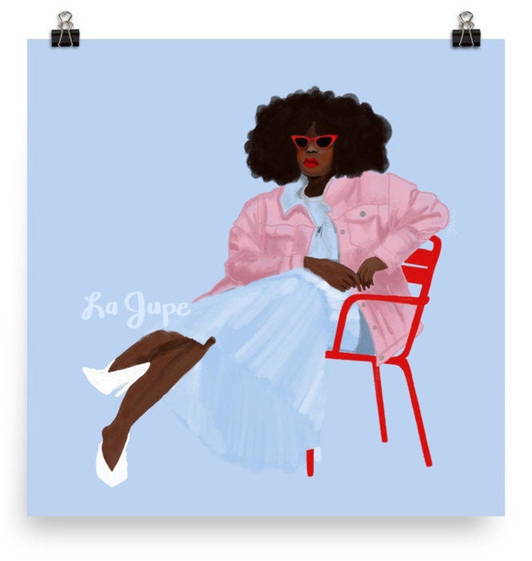 Fashion Wall Art,la Jupe Original Black Girl Art Poster, African