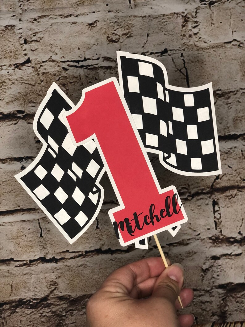 Custom Personalized Race Car Cake Topper With Name and Age Etsy