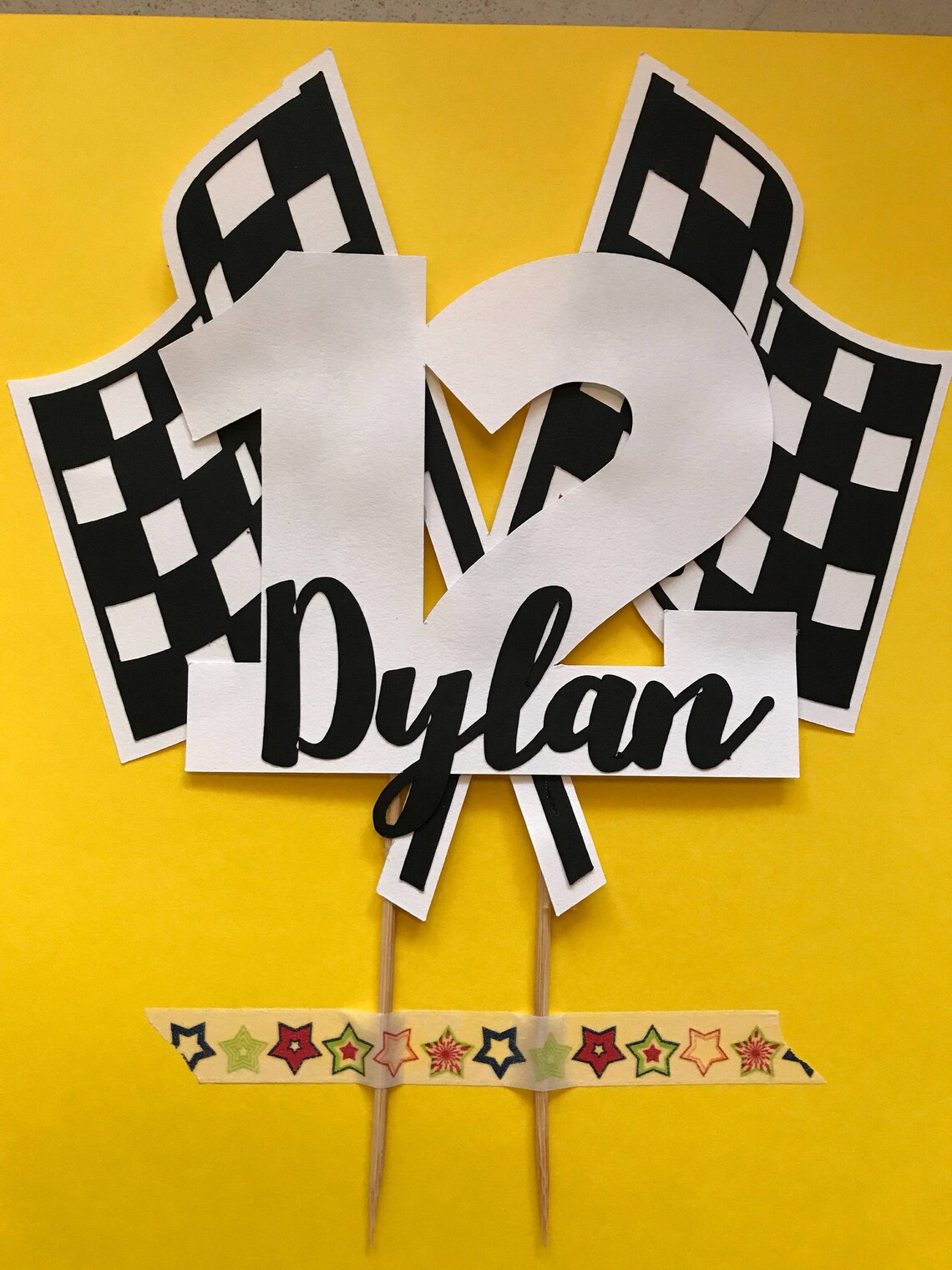 Custom personalized race car cake topper with name and age Etsy