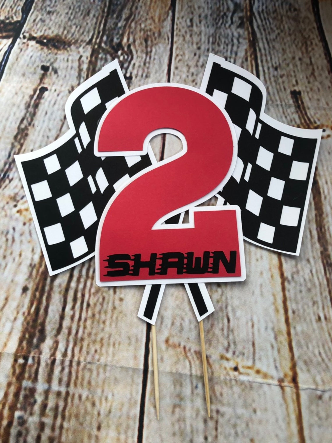 Custom personalized race car cake topper with name and age Etsy