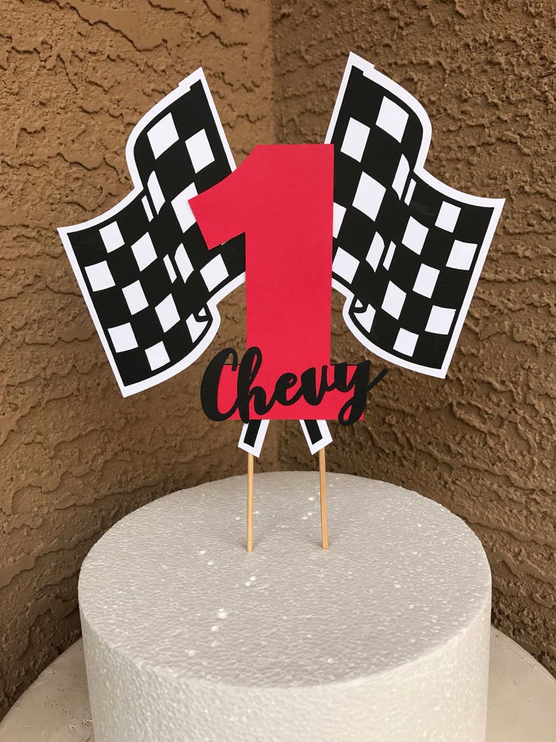 Custom Personalized Race Car Cake Topper With Name and Age Etsy