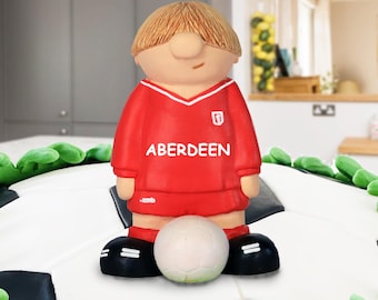 Aberdeen FC Cake Topper - Personalised Birthday Gift Football Keepsake Pittodrie Present for Dad Son Kids Boys Football Junior Custom