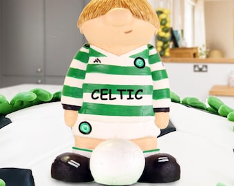 Celtic FC Cake Topper - Personalised Birthday Gift Football Keepsake Glasgow Celtic Present for Dad Son Kids Boys Football Junior Custom