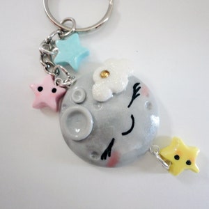 Sleepy Moon and Stars Polymer Charm