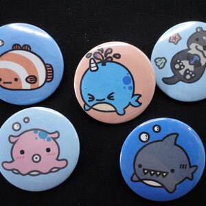 1.25" Ocean Friends Button Pins