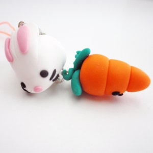 Bunny & Carrot Polymer Charm Keychain