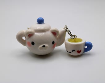 Bear Teapot and Cup Polymer Charm