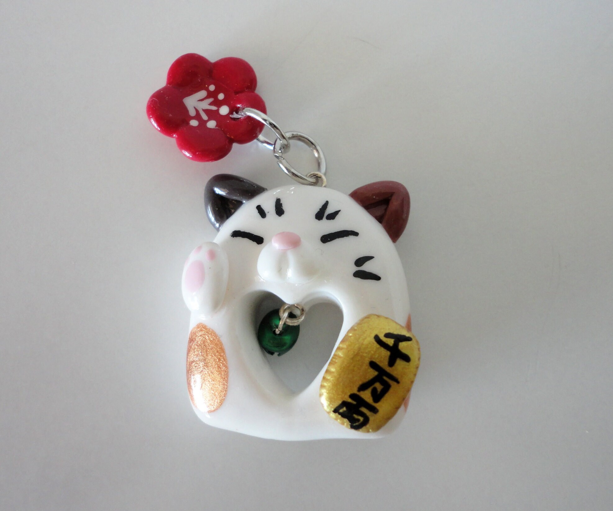 Lucky Cat Charm Keychain Etsy