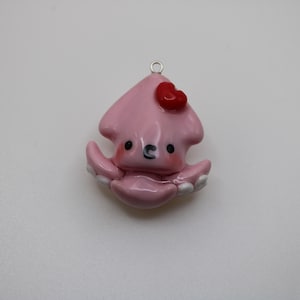 Pink Squid Charm Keychain