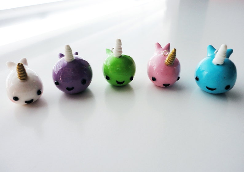 Kawaii Narwhal Polymer Charm image 1