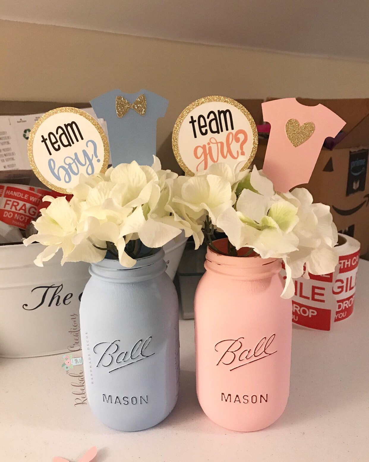 Gender Reveal Mason Jars Gender Reveal Decor Boy or Girl Etsy